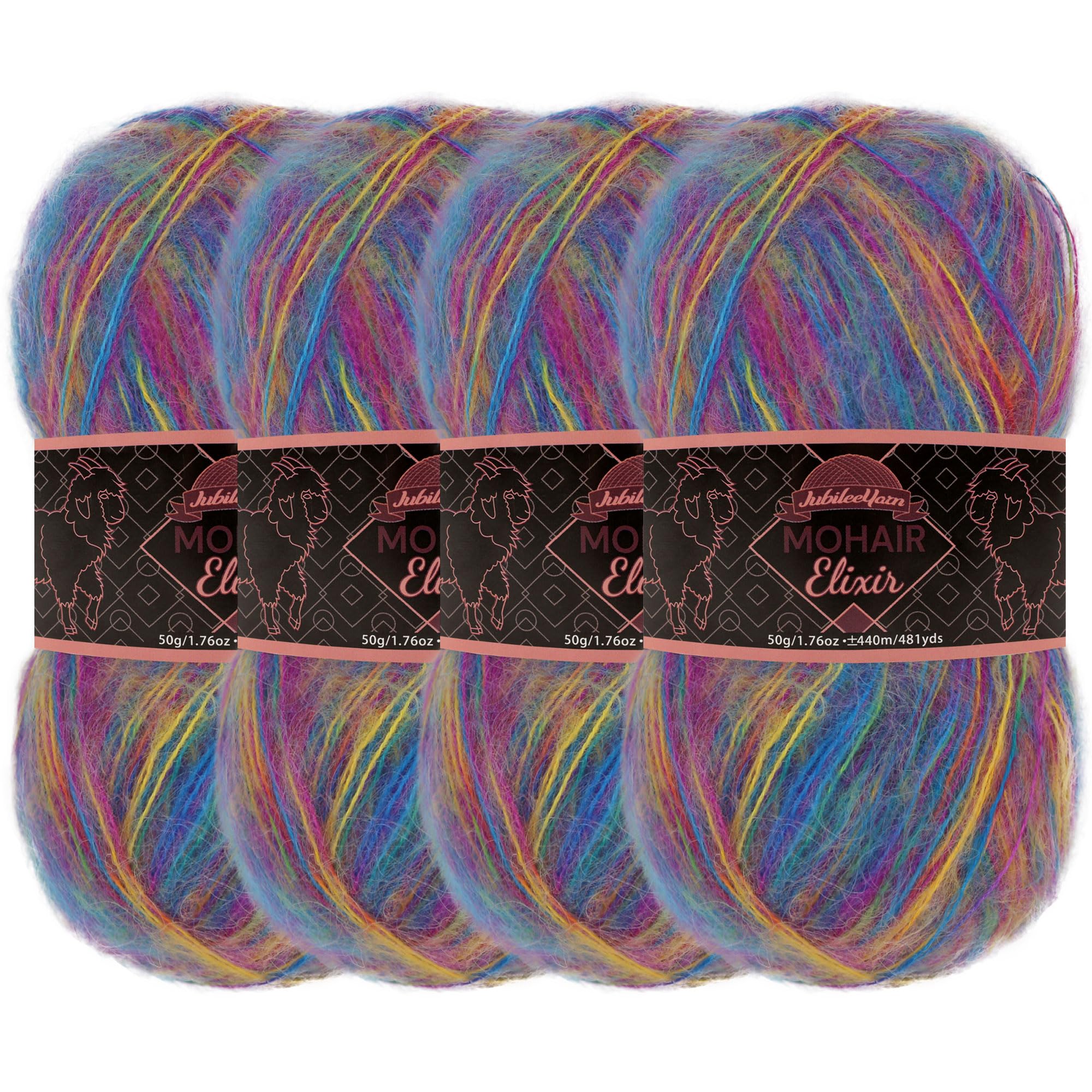 JubileeYarn Mohair Elixir Yarn - 50g/Skein Baby Wool Blend - Waikiki Beachcomber - 4 Skeins — image 1