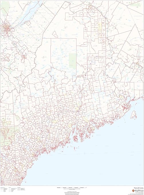 Maine ZIP Code Map 36" x 48" Laminated Amazon.co.uk Stationery