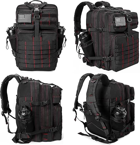 Miniatura 226 de LHI Military Tactical Backpack for Men Molle Daypack 45L Army 3 Days Assault Pack Bag Large Rucksack With Bottle Holder(12*20*12)