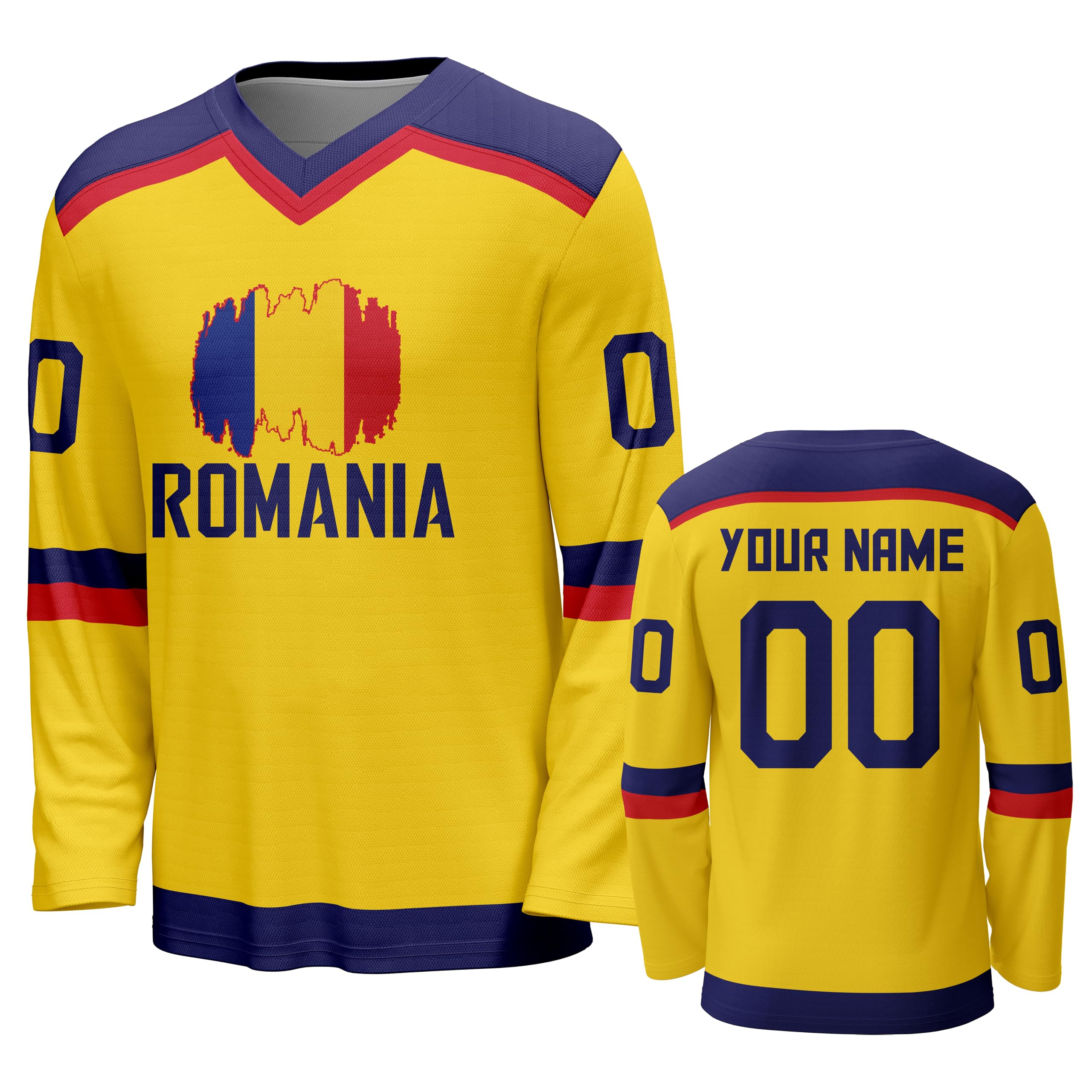 Custom National Hockey Jersey Personalized Name Number V-Neck Sports Ice Hockey Jersey Fans Gift for Men Women Youth