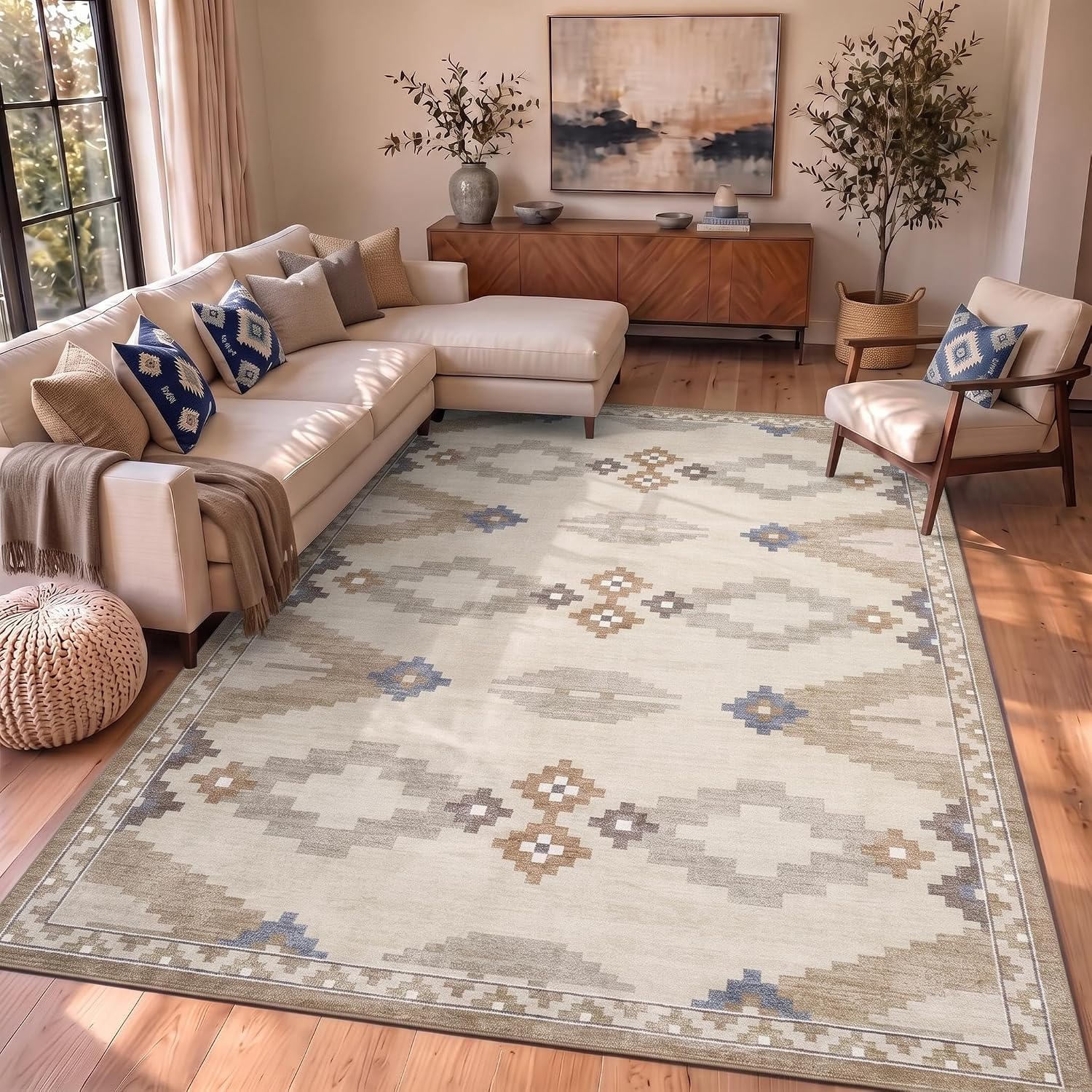 GarveeHome Modern Geometric Bedroom Washable 4x6 Small Living Room Rugs image 2