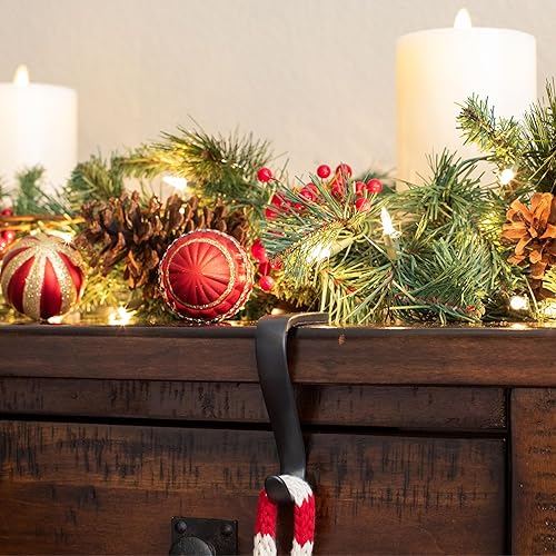 Miniatura 2 de BIRDROCK HOME Paquete de 4 ganchos de Navidad para mantel de Navidad, soporte para chimenea, colgador de metal para calcetines, soporte de