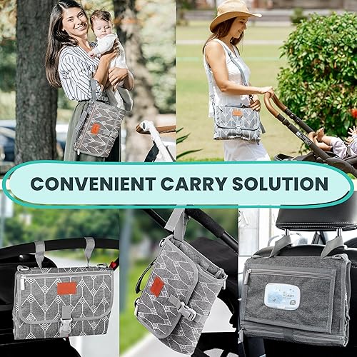 Miniatura 5 de Cambiador portátil para regalos de baby shower y regalos de nueva mamá, cambiador de pañales de viaje para recién nacidos, cambiador de pañales