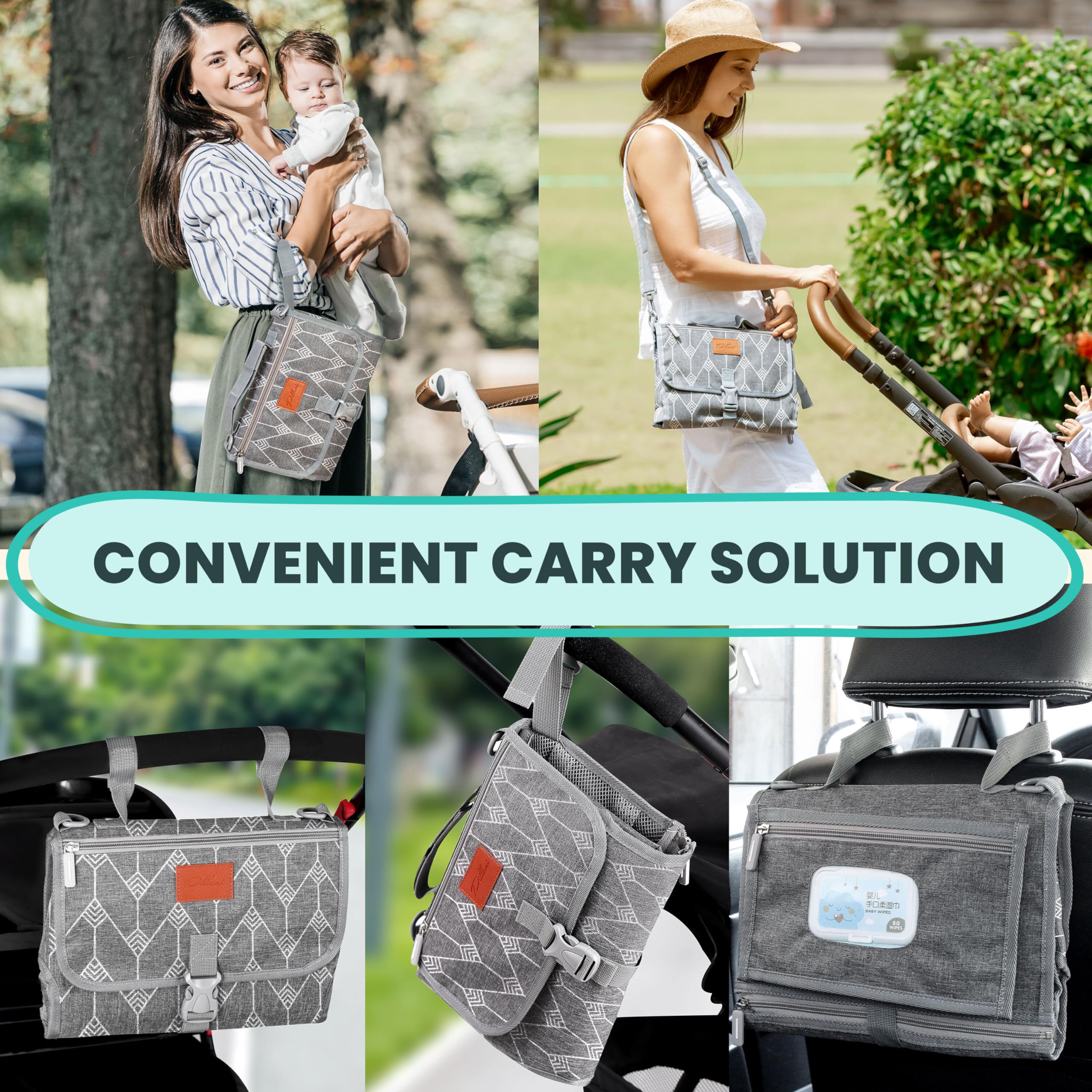 Cambiador portátil para regalos de baby shower y regalos de nueva mamá, cambiador de pañales de viaje para recién nacido, cambiador de pañales grande impermeable, cambiador de pañales plegable y