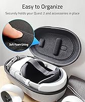 Vista 5 de Syntech Funda de transporte rígida compatible con MetaOculus Quest 2 accesorios VR auriculares con correa Elite controles táctiles y otros