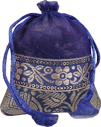 Miniatura 5 de Touchstone Preciosas bolsas de regalo reutilizables, respetuosas con el medio ambiente, con cordón grande con patrón de elefante brocado para