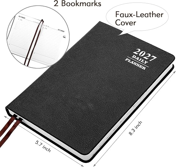 KESOTE Daily Hourly Planner 2027 - Full Page per Day Diary, 5.7 x 8.3