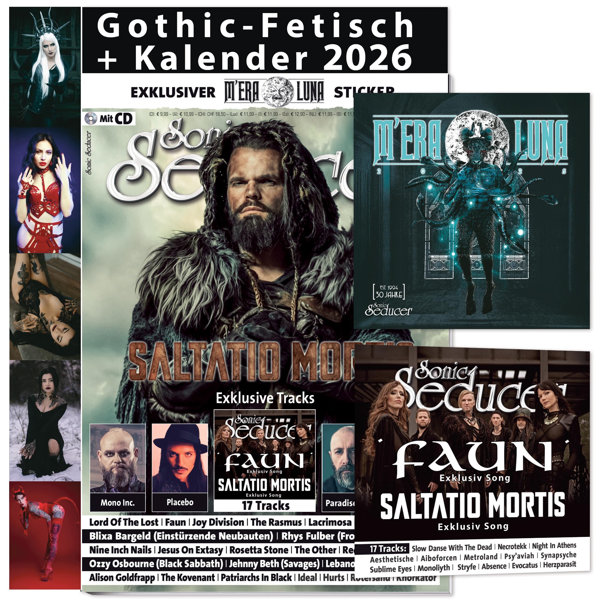 Sonic Seducer 09/2025: Sonic Seducer 09-2025 Saltatio Morits -Weltenwanderer - Gothic Fetisch Kalender 2026 + M'era Luna Sticker + CD: Saltatio ... + Lacrimosa + Nine Inch Nails + The Rasmus