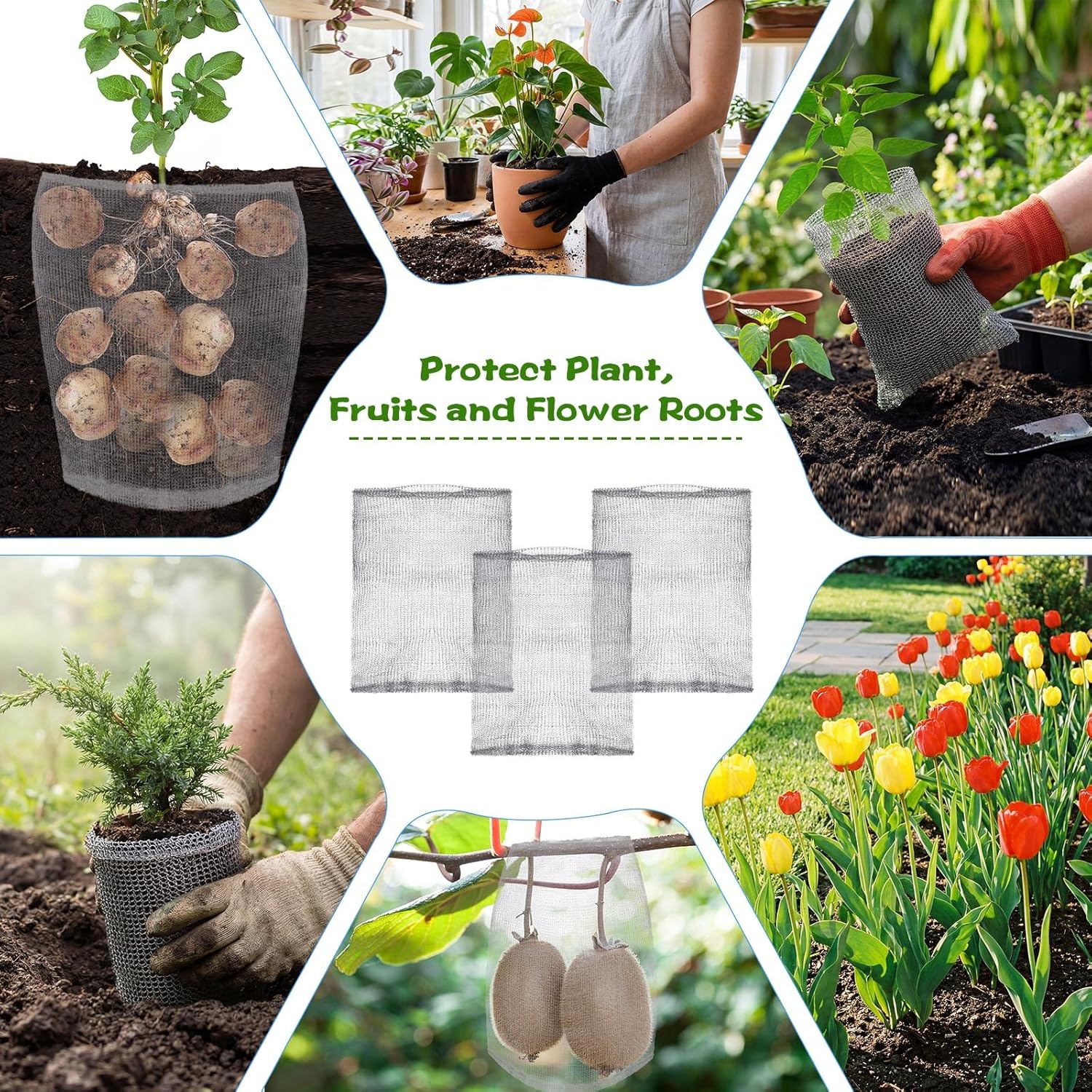 Yaocom 20 Pcs 1 Quart Gopher and Vole Wire Mesh Basket Bulk Stainless Steel Plant Root Protector Gopher Cages for Garden Planting Underground Plant Protection