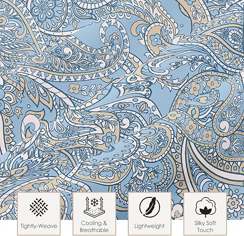 Miniatura 2 de Sábanas tamaño King  Paisley  Sábanas lujosas de microfibra cepillada de 3.17 ozm  Sábanas refrescantes transpirables para cama tamaño King