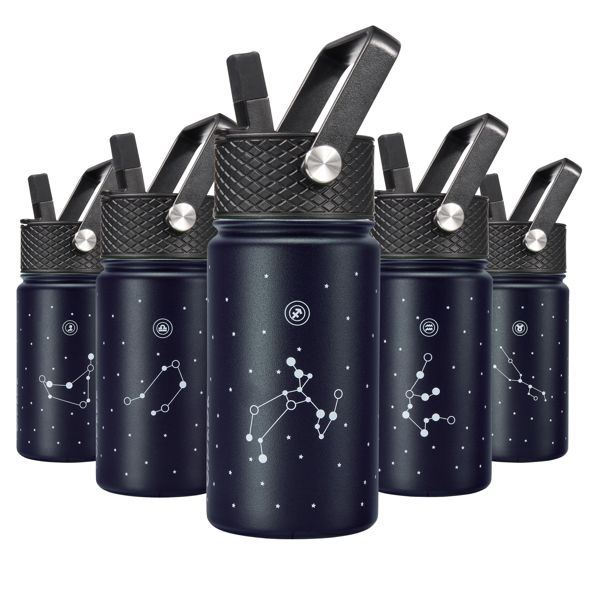 BJPKPK Insulated Water Bottle, 15oz Stainless Steel with Straw Lid
