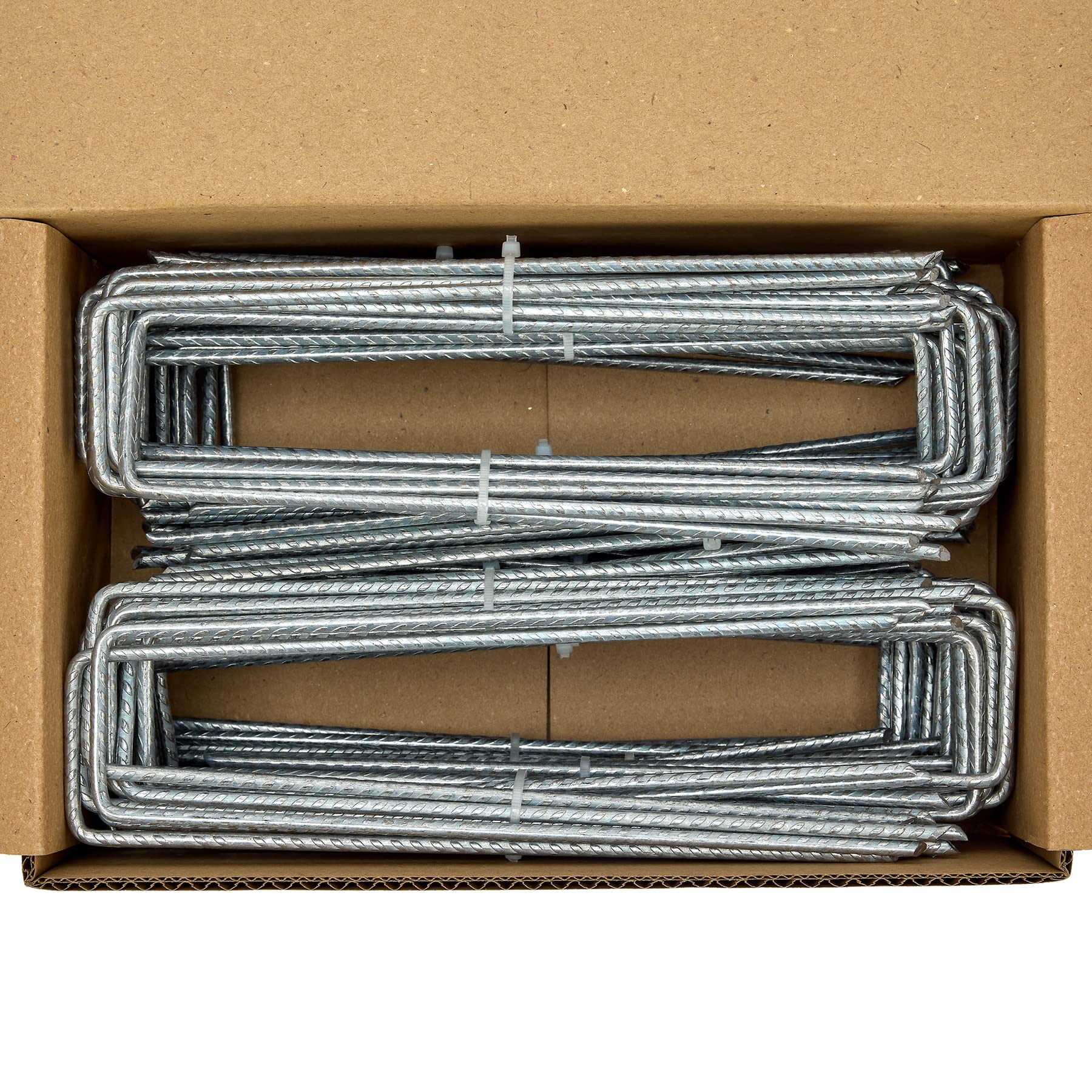 Lot 100 agrafes Acier Galvanisé Crantées Ø4mm Longueur 20cm Largeur 5cm - Agrafes Paillage, Fixation grillage et filets