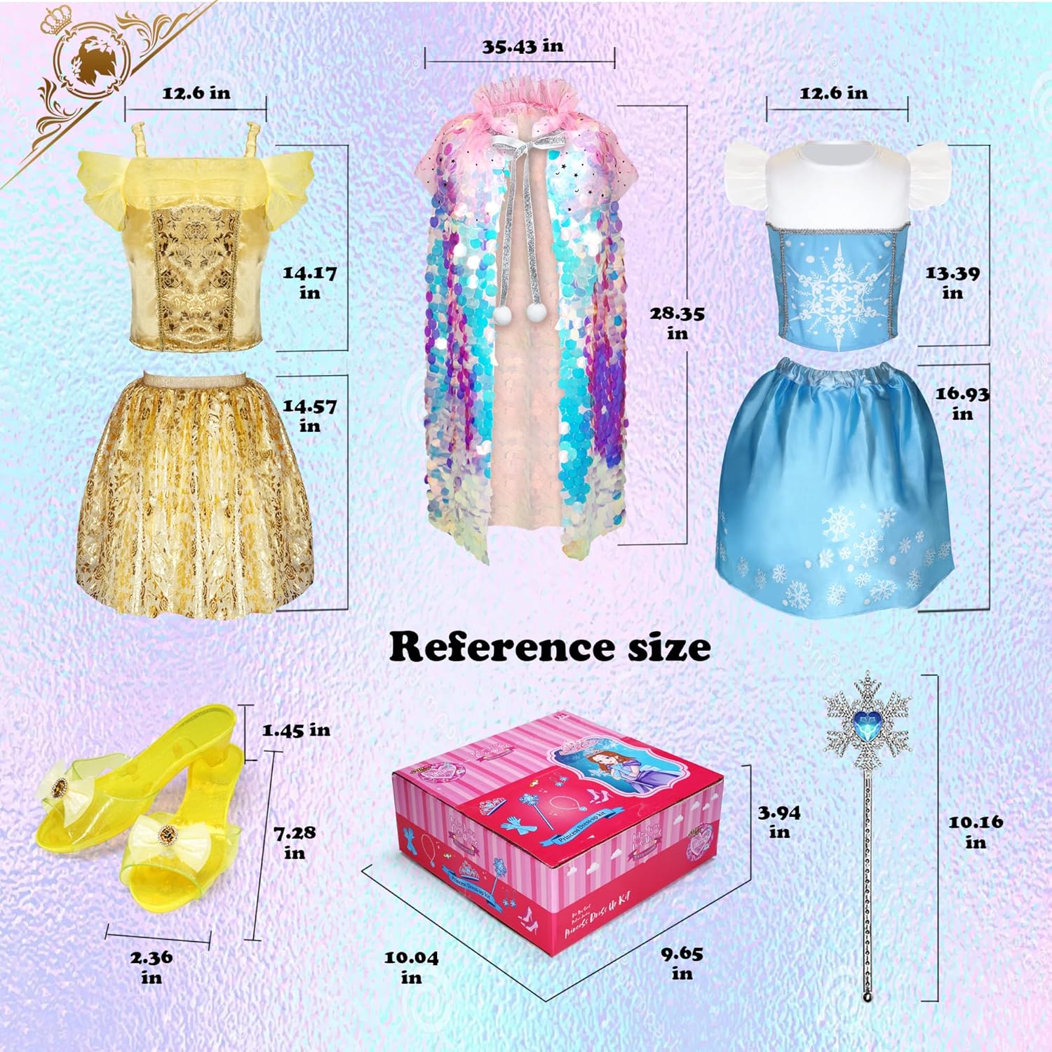 Princess Dress Up for Girls - Role Play Dress Up Clothes for Girls, Ltitle Girl Costumes Accessories Princess Shoes, Halloween Christmas Birthday Gift for Toddler Girls 3-6 Year