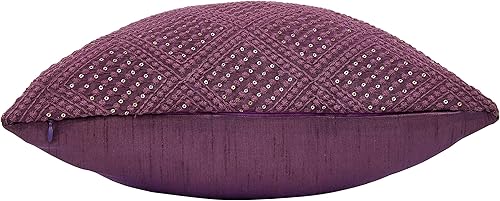 Miniatura 4 de Juego de 2 fundas de almohada moradas, almohadas decorativas de 16 x 16 pulgadas, almohadas decorativas para sofá, cojines decorativos bordados para