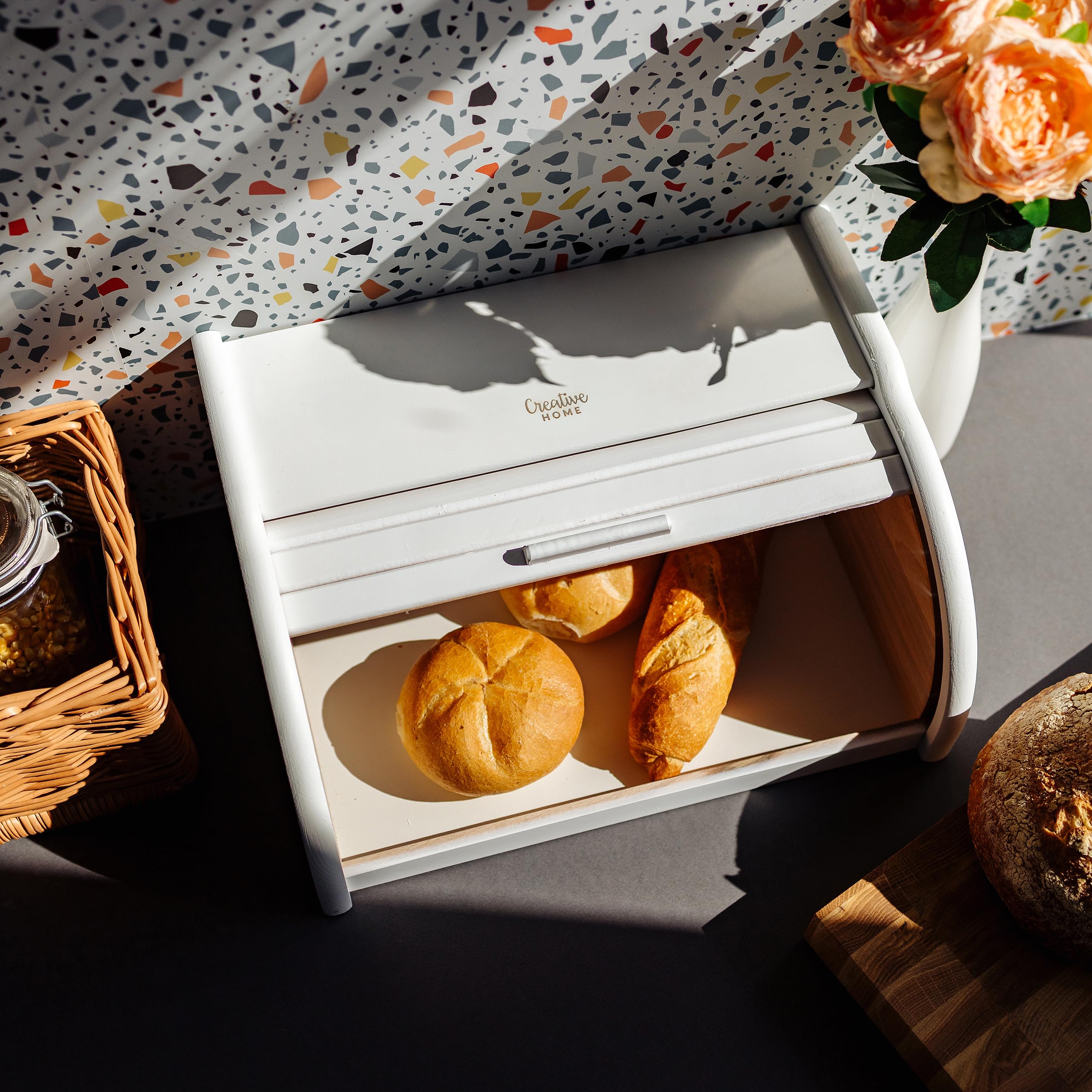 Creative Home Grande Panera Madera Contenedor para Pan Blanco
