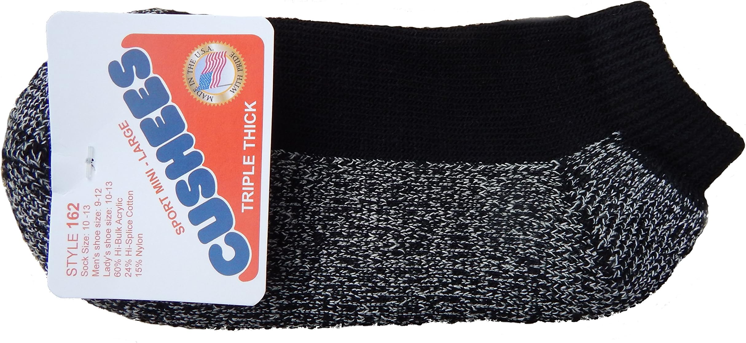 CusheesBLACK Thick MINI socks, 3-pack [Large (Men's 162)]