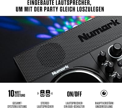 numark party mix live dj controller with speakers light show 2 decks mixer audio interface and serato dj lite
