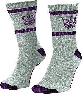 Transformers Decepticons Symbol Grey and Purple 80's Cartoon Officially Licensed Crew Socks
