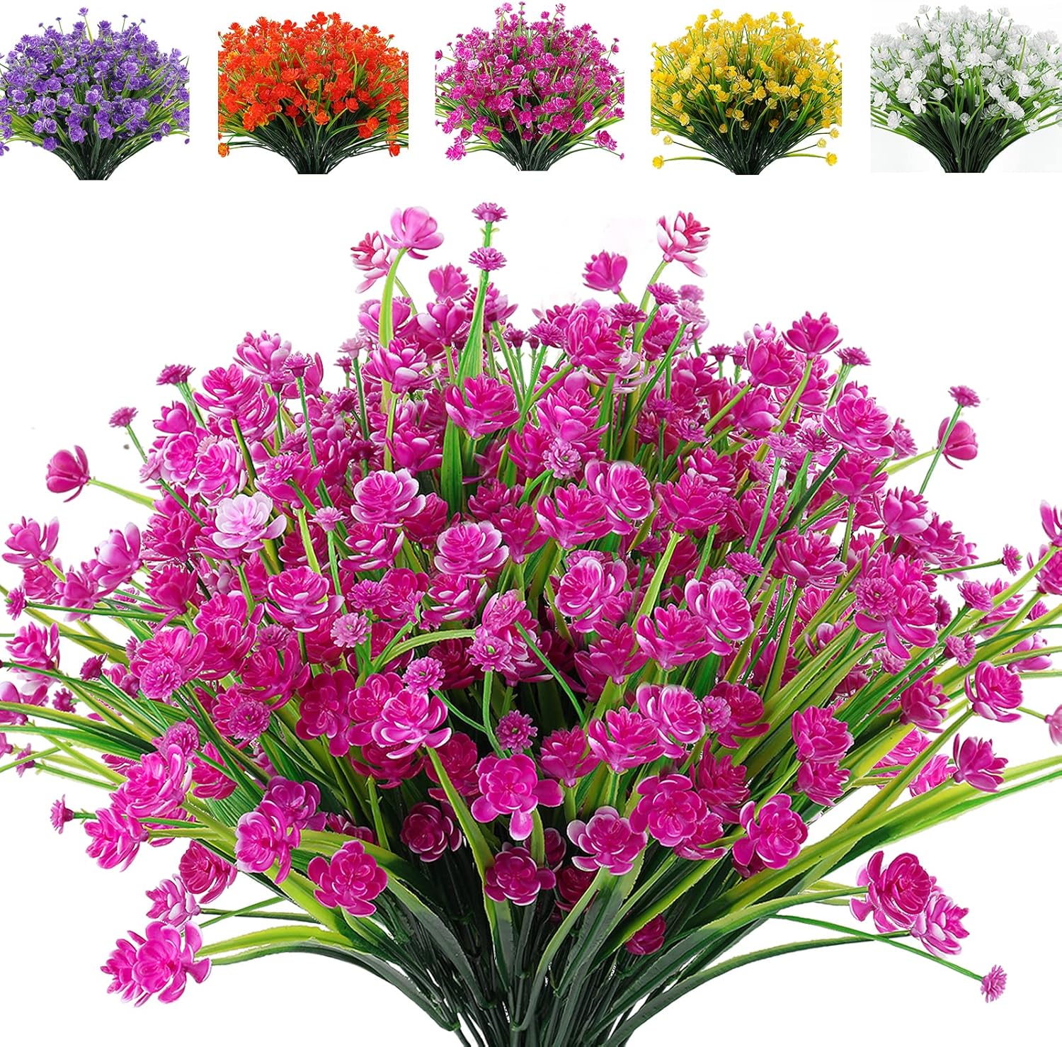 RECUTMS 12 Bundles Artificial Flowers Outdoor UV Resistant Flowers Plastic Flowers