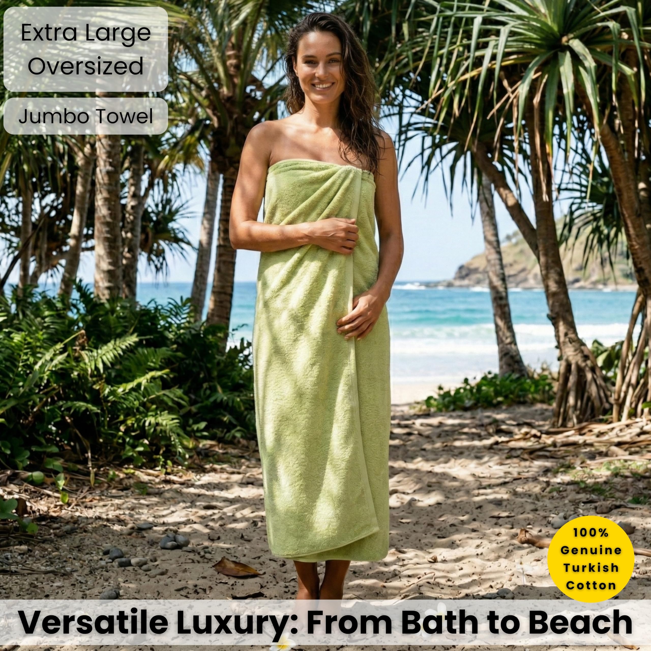 SALBAKOS Ökologisches Badetuch aus türkischer Baumwolle für Luxushotel und Wellnessbereich 12 Stück 40" x 80" Badetuch Grün | Extra großes Jumbo-Bad- und Strandtuch, superweich, sehr saugfähig, dick, Premium-Hotelqualität, hergestellt in der Türkei
