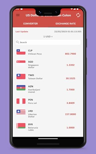 US Dollar to Costa Rican Colon To see the Exchange rate on your Phone and Tablet