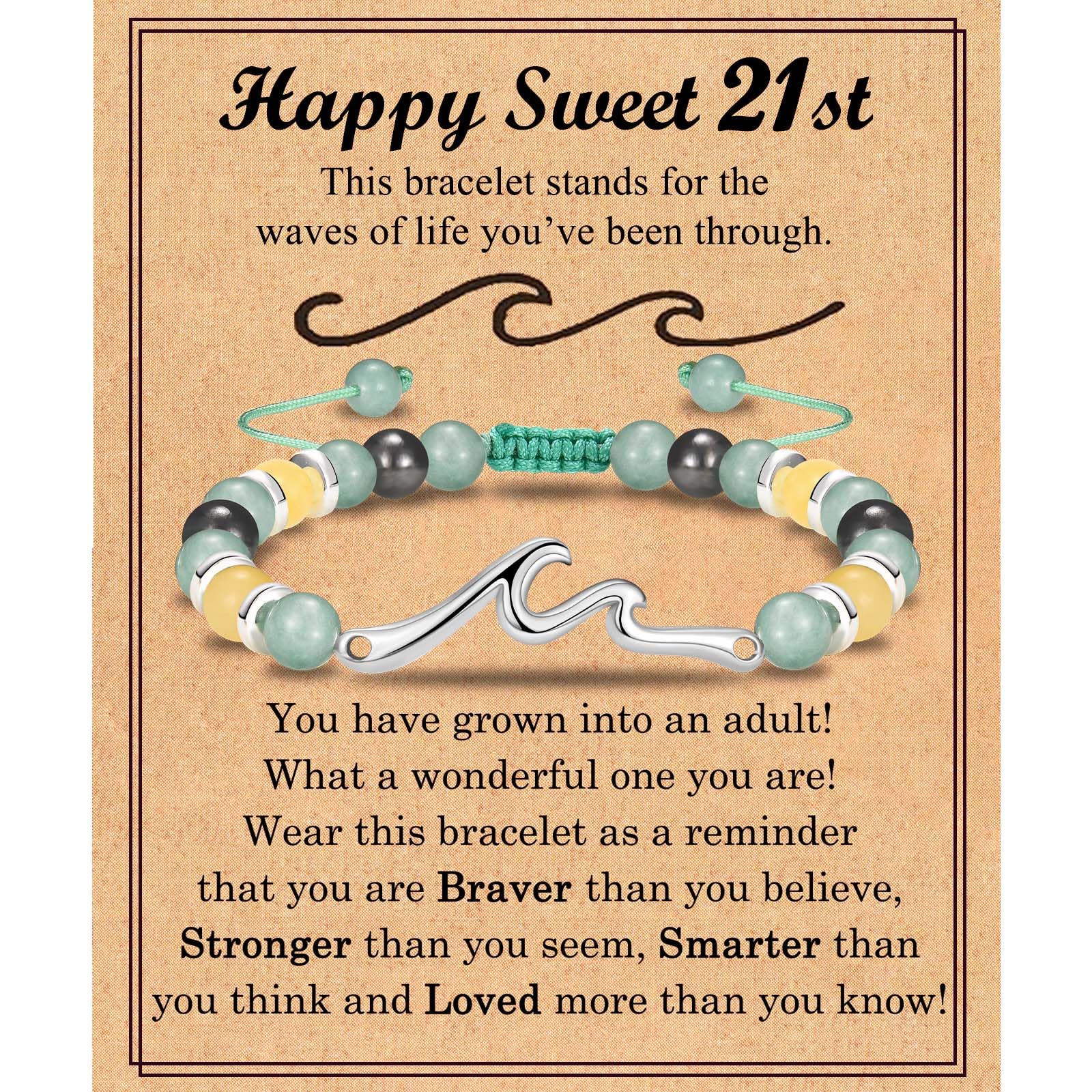 13 14 15 16 17 18 21 Year Old Birthday Gifts for Girls, Wave Birthday Bracelet Gifts with Birthday Card for Teen Girls Her Daughter Granddaughter Niece Friends