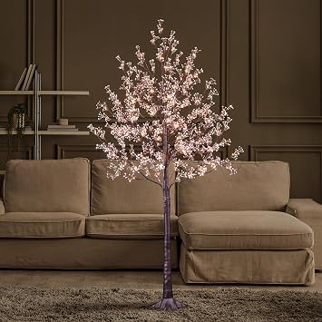 Lightshare مضاءة شجرة جيبسوفيلا 6 FT 176 LED الاصطناعي الطفل التنفس الزهور مع أضواء لحفل الزفاف المنزل عيد الميلاد عطلة الديكور شجرة جيبسوفيلا