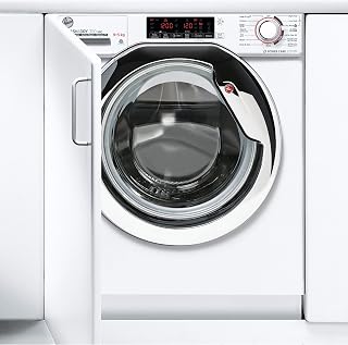 Hoover HBDOS 695TAMCE-80, Built-In Washer Dryer With Chrome Door, Active Steam and Wifi Connected, 1600RPM, 9KG, White