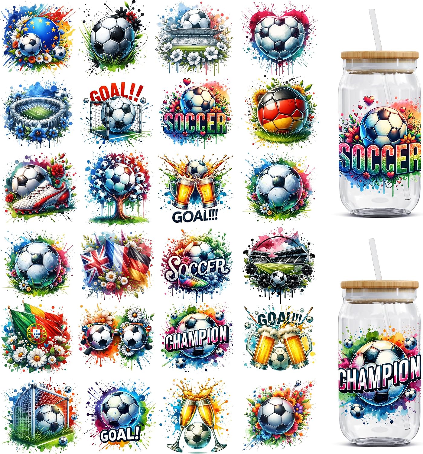 UV DTF Cup Wrap - 24 Sheets America Sport UV DTF Cup Wraps for 16 oz America Football Uvdtf Decals Waterproof Rub on Transfer Baseball Stickers for Glass Cups Wood Crafts (Baseball)