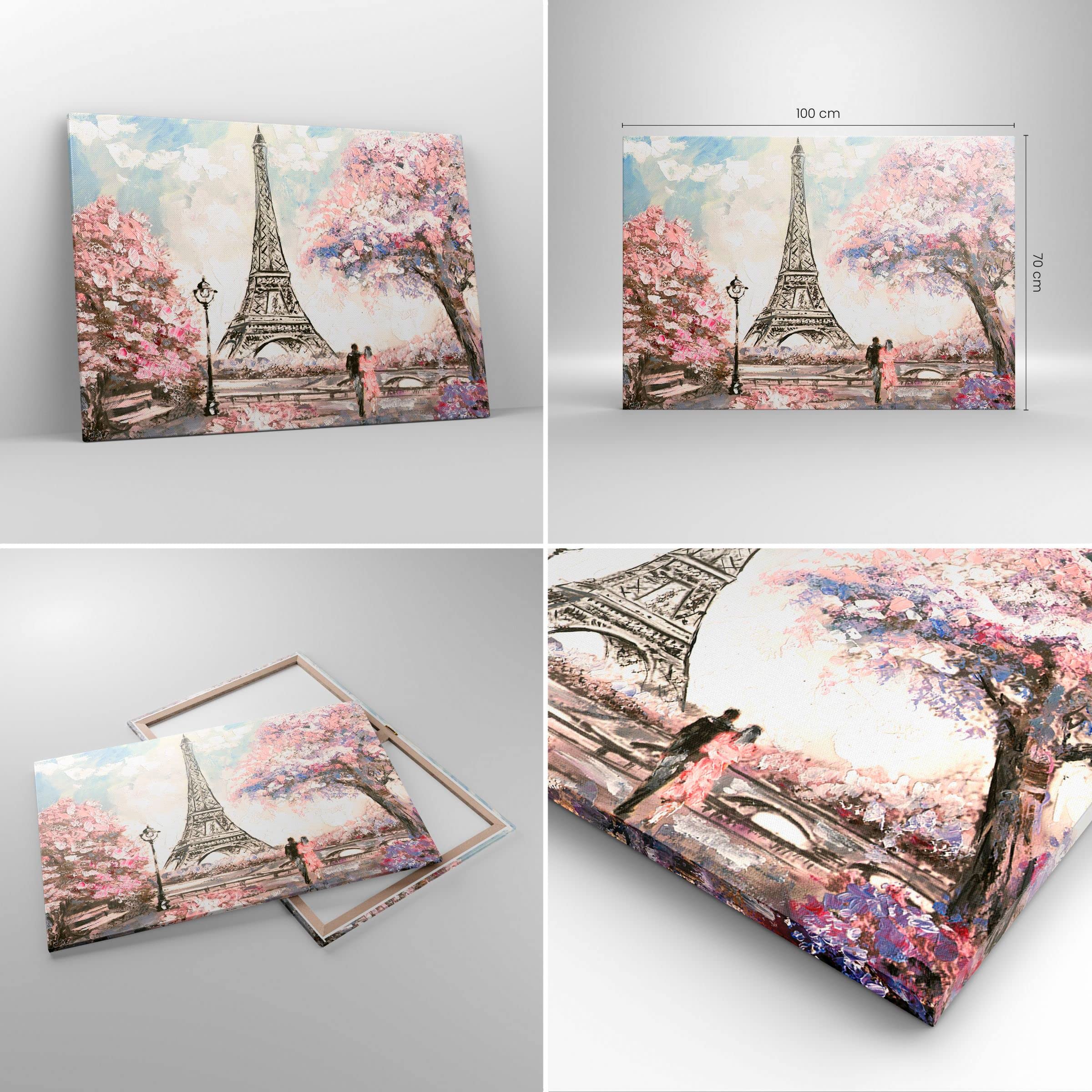 Lienzos decorativos 100x70cm Cuadro Sobre Lienzo Moderno Árboles Eiffle Pareja Francia Grande Dormitorio Cocina Cuadros Pared Imágenes Cuadros Decoracion Salon Wall Art Prints Decor AA100x70-3147