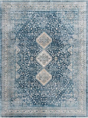 Miniatura 10 de Unique Loom Newport Collection - Alfombra de área - Rosecliff (Runner 2' 0" x 8' 0", rojoazul claro)