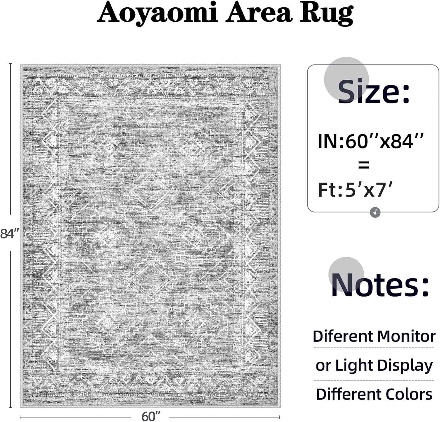 moroccan large area rug 5x7 - soft machine washable geometric boho distressed farmhouse rug morden stain resistant indoor floor carpet for bedroom dining table nursery home office (5 x 7, grey) grey 5' x 7' (rectangular)