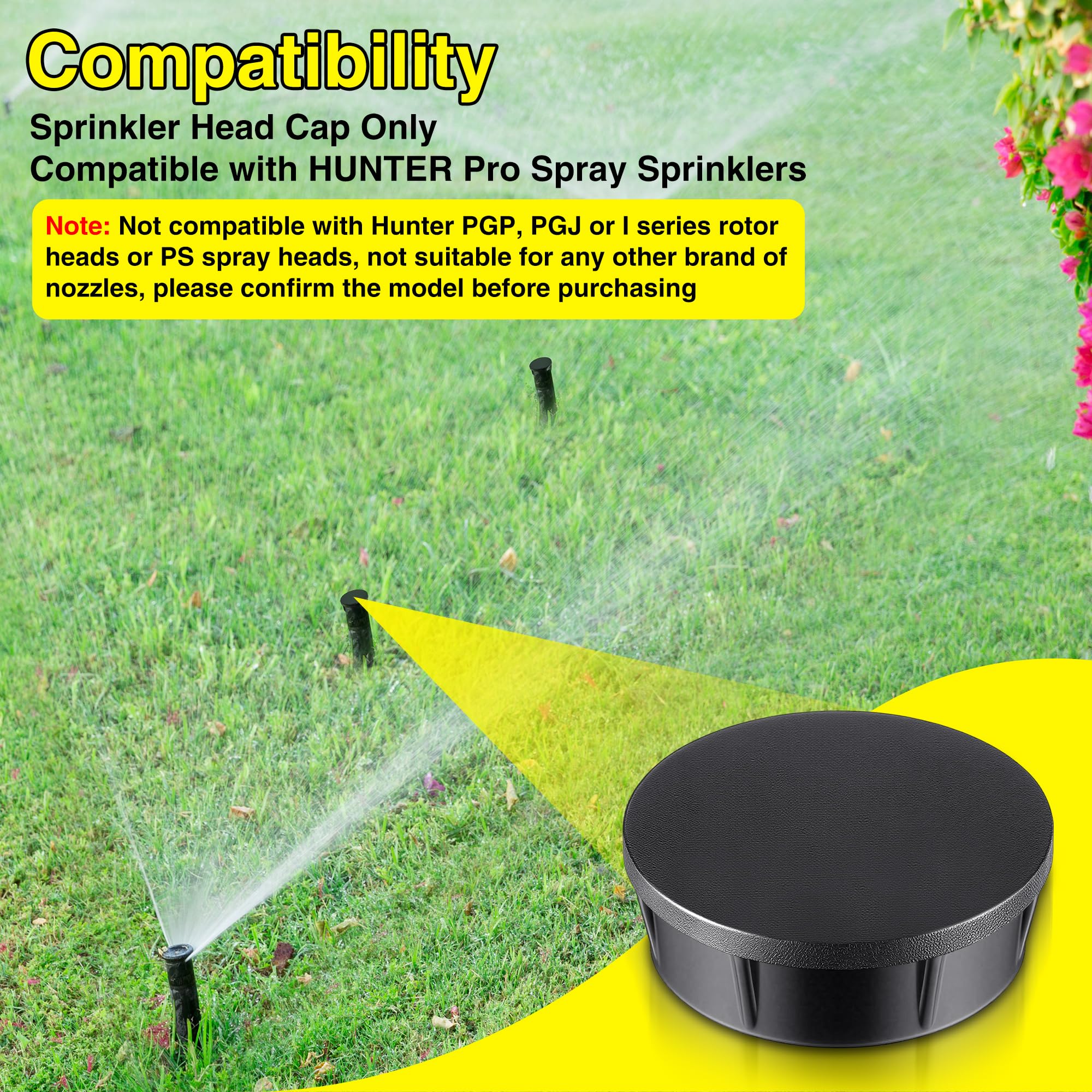 Sprinklerkopfkappen, kompatibel mit Hunter Pro Sprinklern, Sprühabschaltkappe mit Fluorelastomer-Dichtungen, kompatibel mit Hunter Pro, schwarze Sprühkopfkappe und O-Ring, 10 Stück