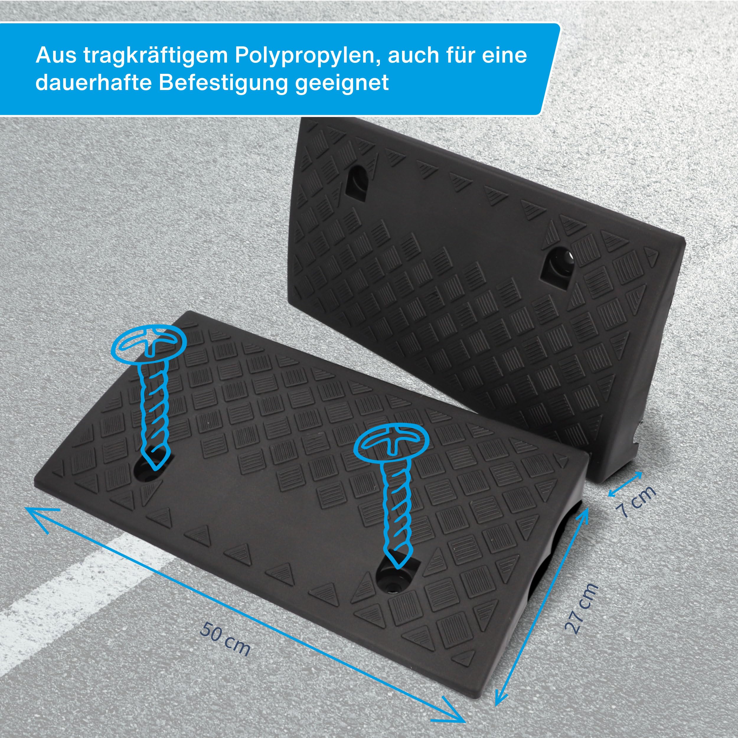 cartrend Bordsteinrampen 2er-Set, tragbar, Rollstuhlrampe für Auto, Motorrad, Rollstuhl, Rollator, schwarz