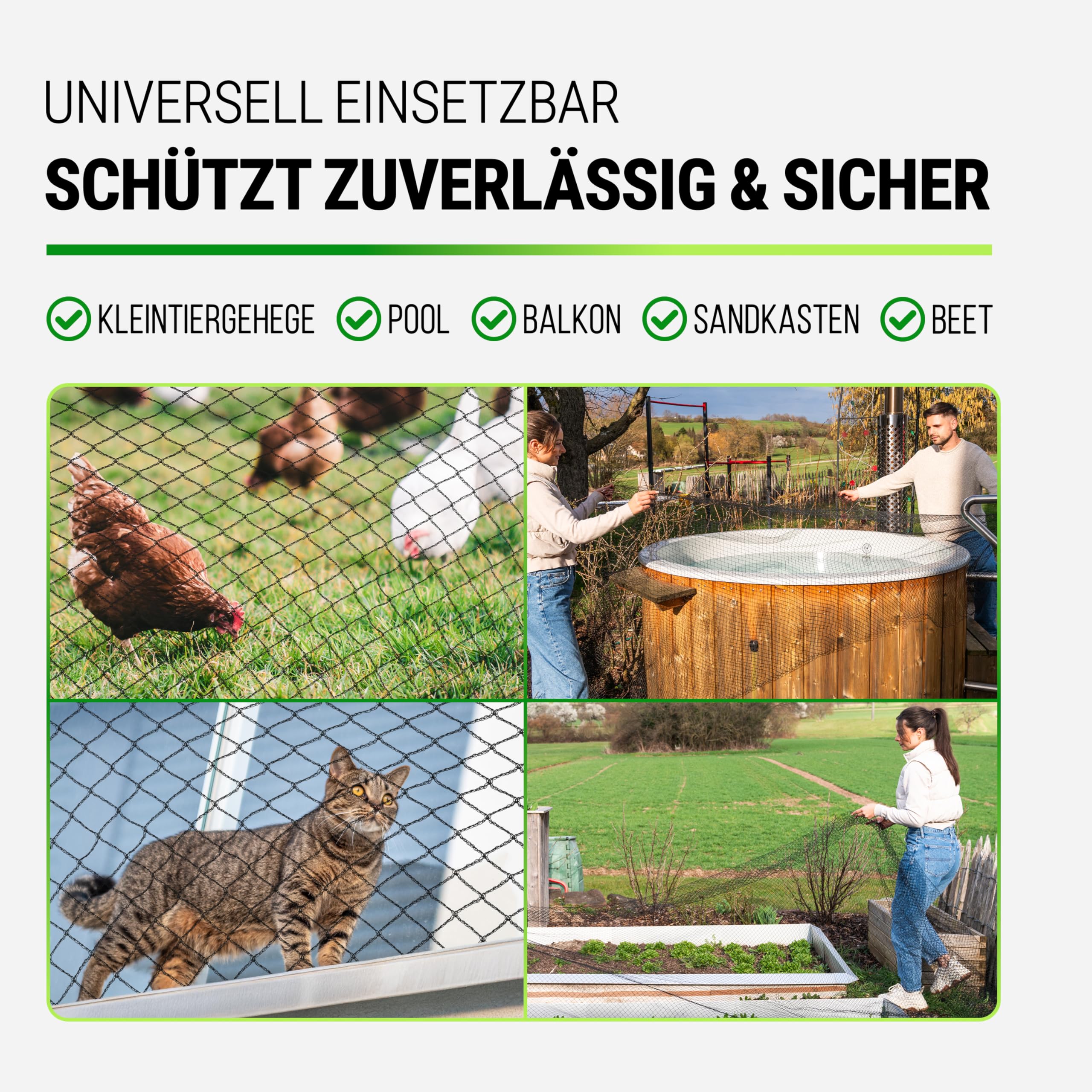 FISO® Teichnetz - 5x6m I Vogelschutznetz engmaschig, robust, witterungs- & UV-beständig I Schwarzes Teich Netz feinmaschig (15x15mm) I Netz zum Schutz von Teich, Balkon, Kirschbaum & Mehr