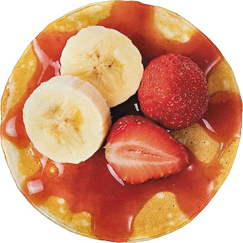 Ambesonne Manta redonda de pastelería, panqueque con jarabe de arce y plátano fresa, desayuno fresco de verano, funda de cama ligera regalo para