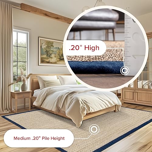 Miniatura 4 de nuLOOM Elijah Tapete de área estilo rústico de hierba marina, 4 x 6 pies, color azul marino