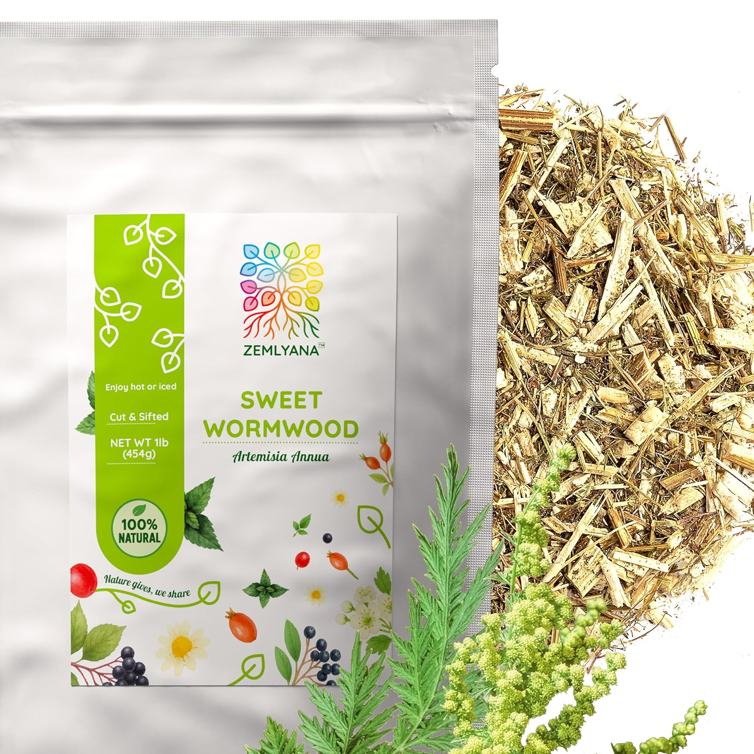 Sweet Wormwood Artemisia Annua Tea - Dried Cut & Sifted Herb - Natural Dry Loose Herbs, Bulk 1lb (16 oz)