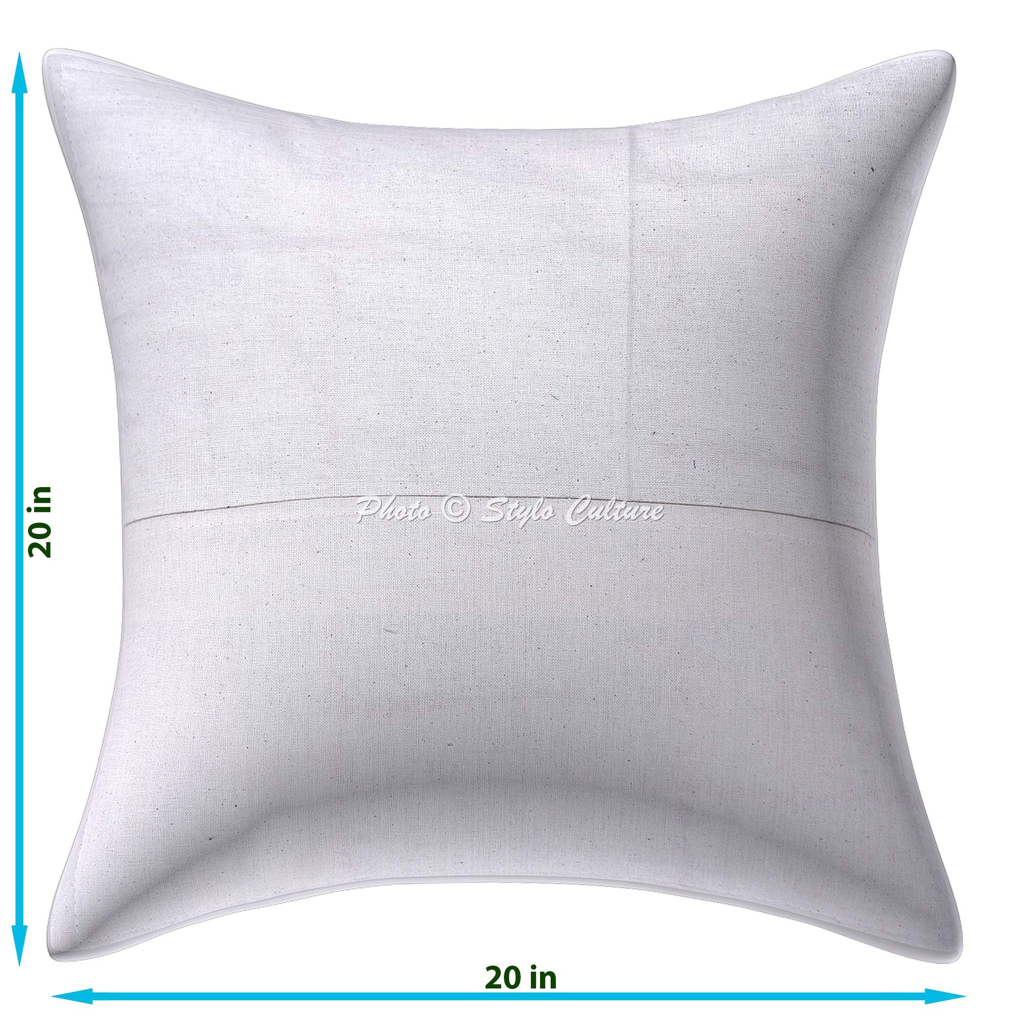 Bohemien Dekorativ Baumwolle Couch Kissenbezüge 50x50 cm Weiß Dekokissen Vintage Patchwork Schlafzimmer Sofa Kissen Bezüge Abstrakt Quadrat Umschlagverschluss 20x20 Kissenhullen - 4 Stk.