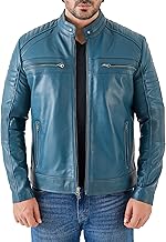 Jild Vintage Cafe Racer Leather Jacket Men - Hand Waxed Real Lambskin Leather Motorcycle Jacket