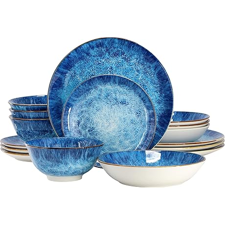 Elama Oceanus Coastal Dinnerware Sets for 8