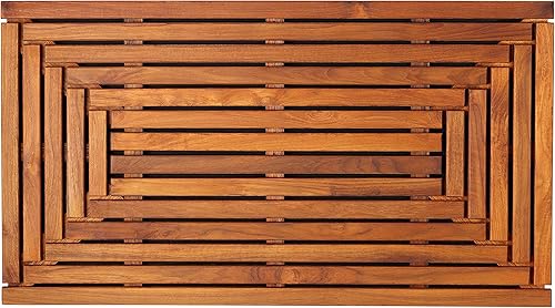 Bare Decor Giza - Tapete para puerta de ducha, spa y madera maciza de teca, 36 x 20 pulgadas