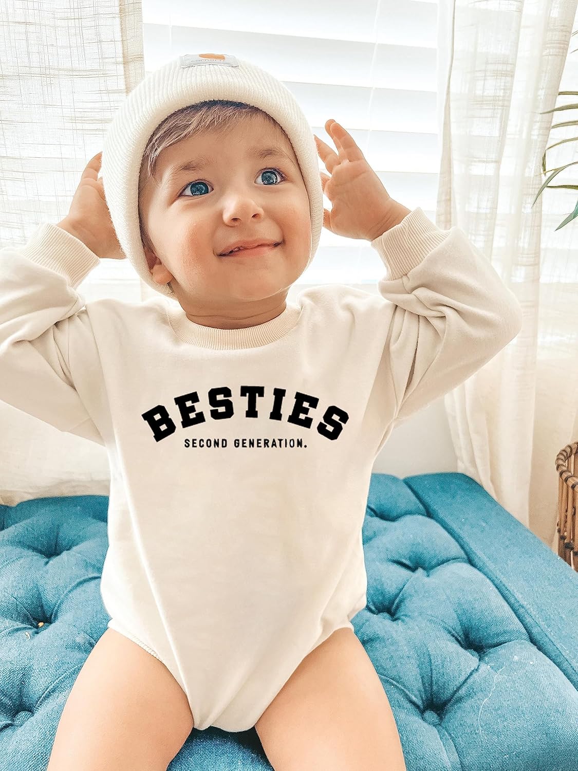 Toddler Baby Girl Boy Besties Second Generation Letter Print Shirt Best Friend Outfits BFF T-Shirt for Mom and Baby