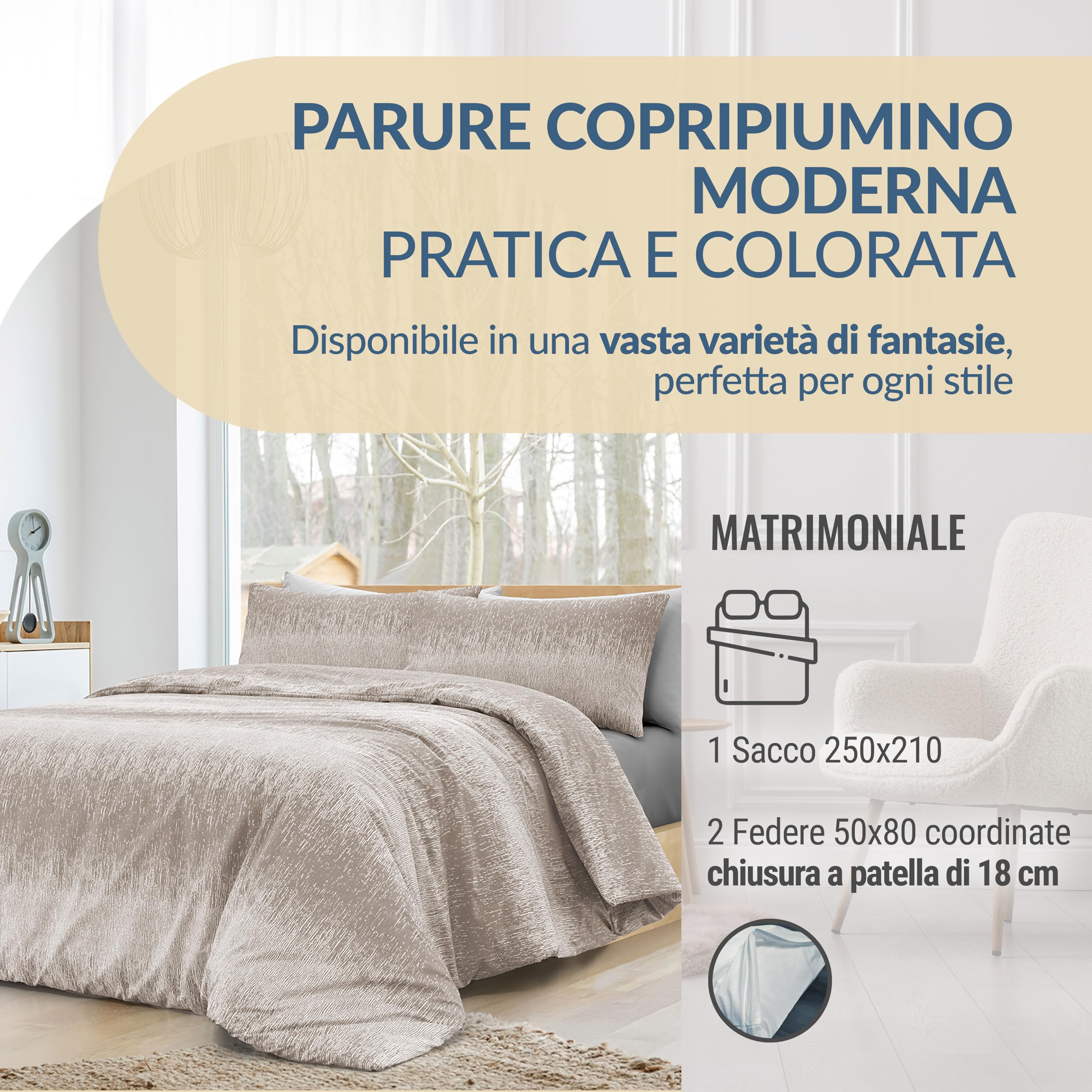 Lekesky Set Copripiumino Matrimoniale 240x220cm, Copripiumino Matrimoniale 3 Pezzi in Microfibra con Motivo a Acquerellato, Comprendente 1 Copripiumino 240x220 + 2 Federe 50x80, Khaki Foglie d'autunno