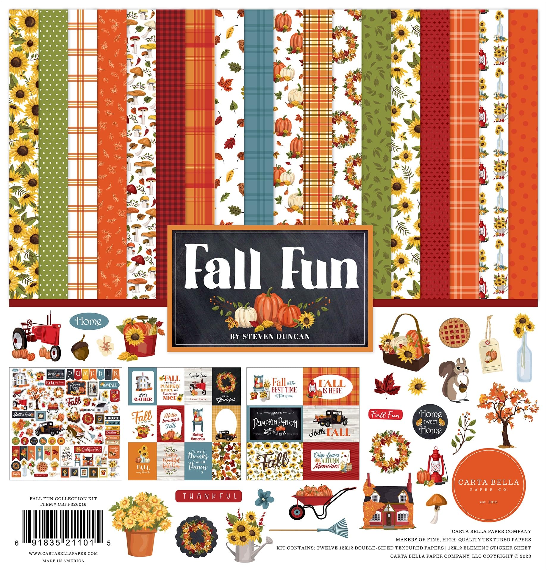 Echo Park Paper Carta Bella Collection Kit 12"X12"-Fall Fun