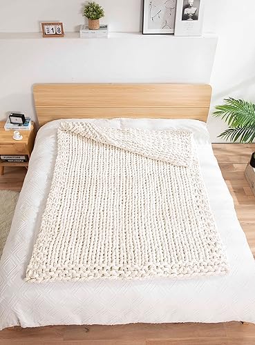 Miniatura 6 de clootess Manta de punto grueso de felpilla para sofá cama, decoración bohemia del hogar (beige, 40 x 60 pulgadas)