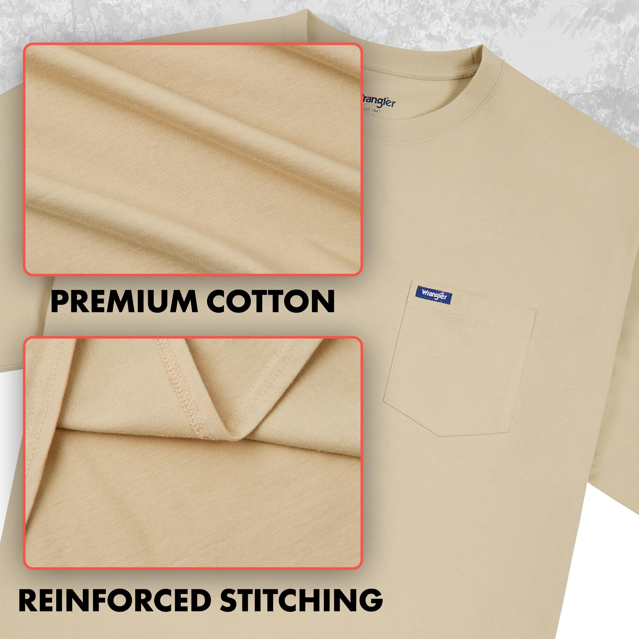 Wrangler Big and Tall T-shirt da uomo - Confezione da 2 magliette in cotone con tasca sul petto