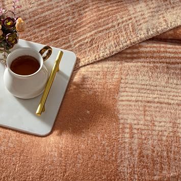 CROWN Ziggy Patterned 100% Cotton Cotton Blanket, Tan, Single