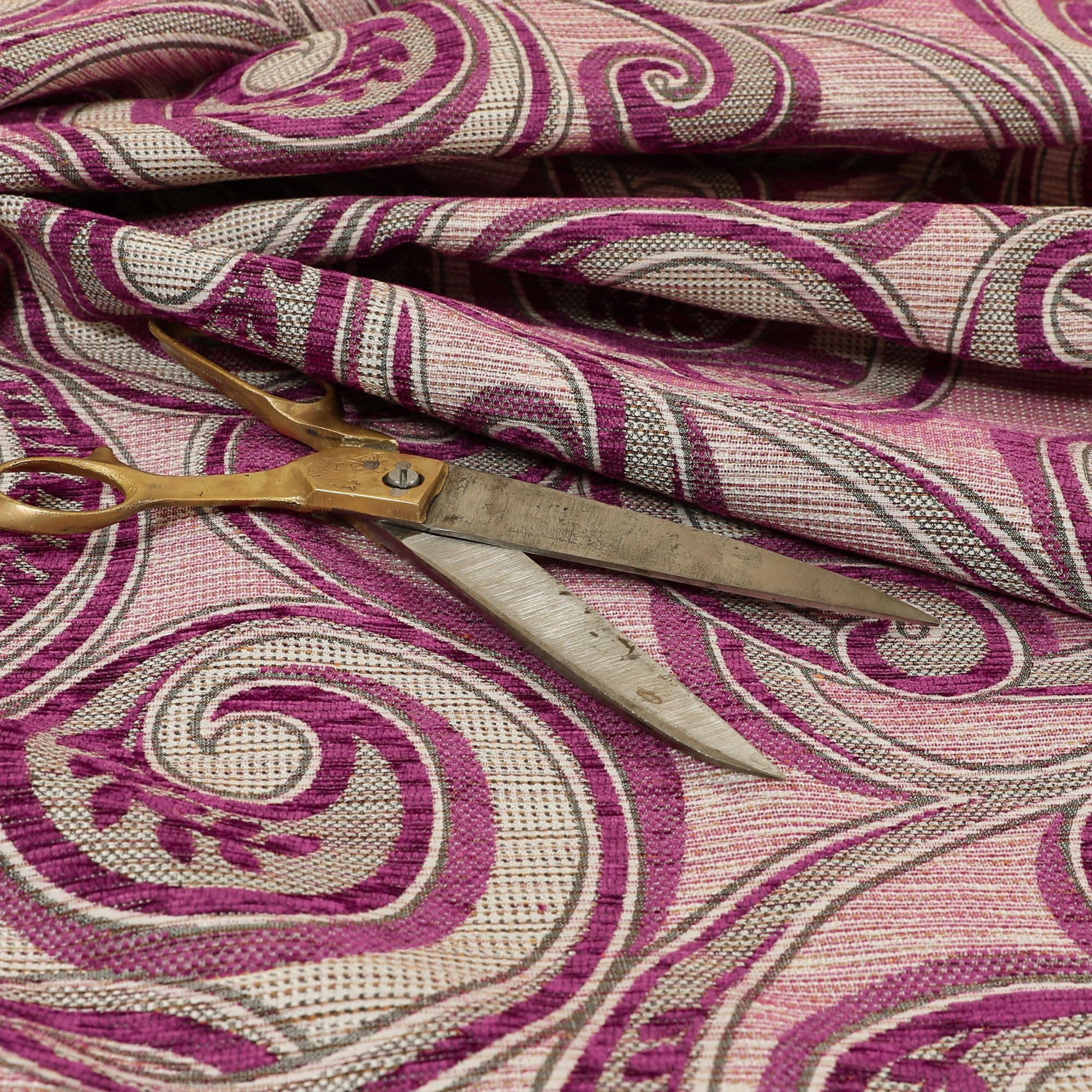 Redbrick Mill Fabrics Quality Weight Pink Colour Chenille Upholstery Furnishing Fabric Floral Pattern (10cm x 8cm Sample)