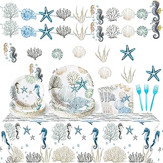 Ocean Seashell Party Decoration Set - Serves 24- 112Pcs Nautical Coastal...